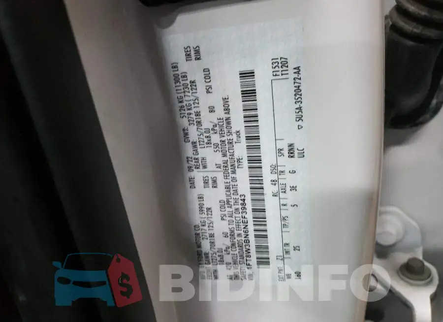 1FT8W3BN6NEF39843 Photo# 12