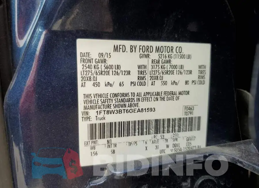 1FT8W3BT6GEA81593 Photo# 13