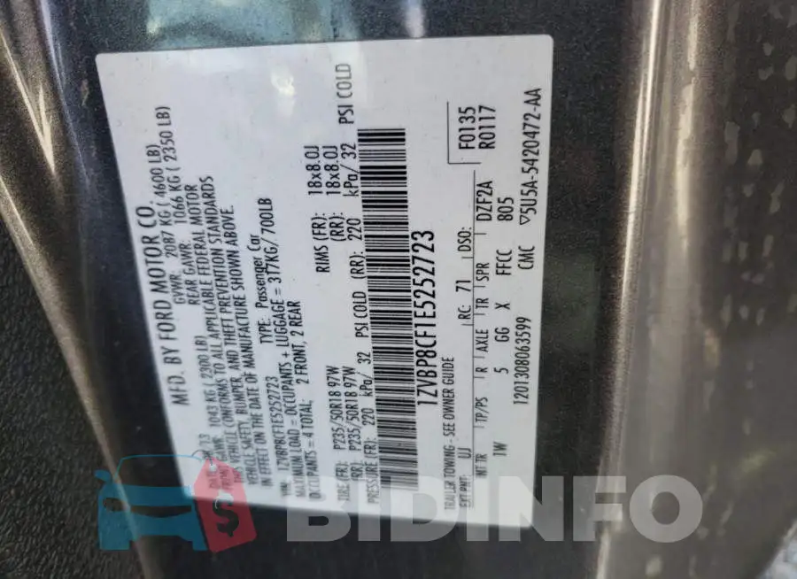 1ZVBP8CF1E5252723 Photo# 13