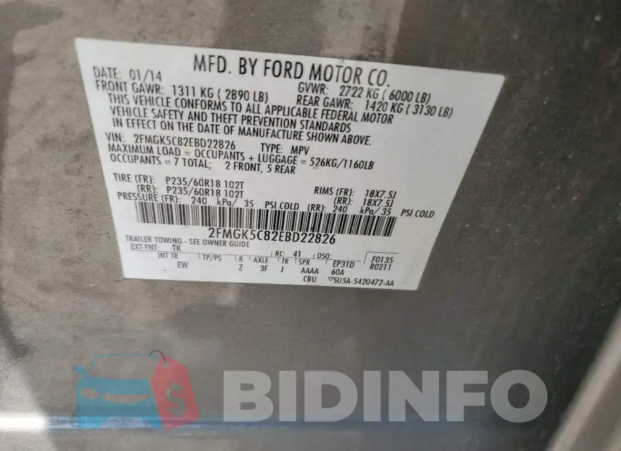 2FMGK5C82EBD22826 Photo# 13