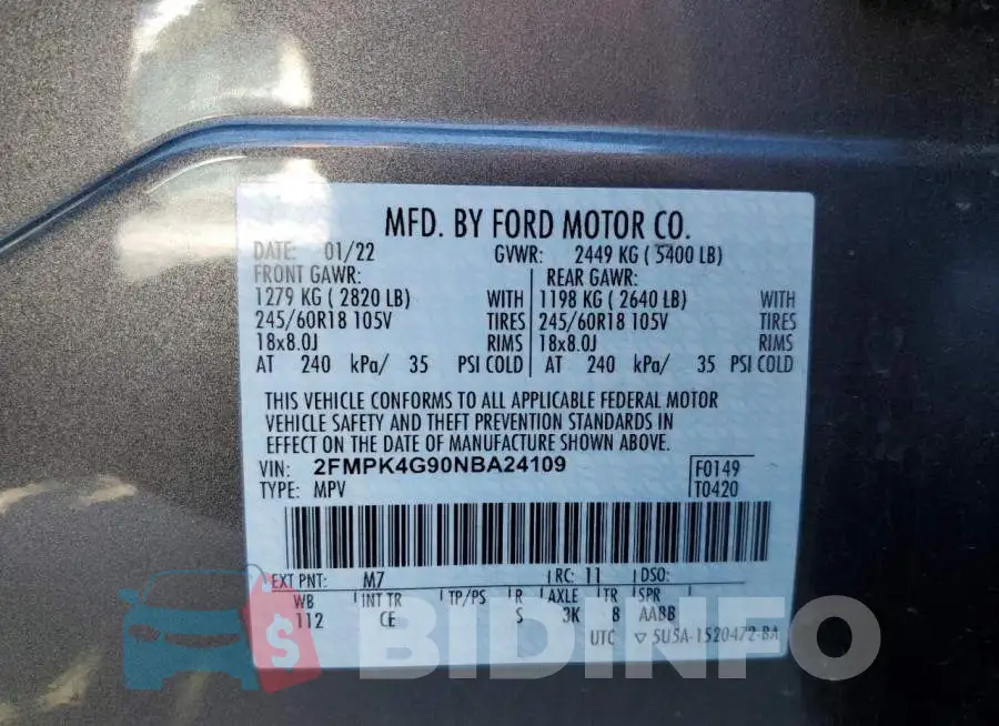 2FMPK4G90NBA24109 Photo# 12