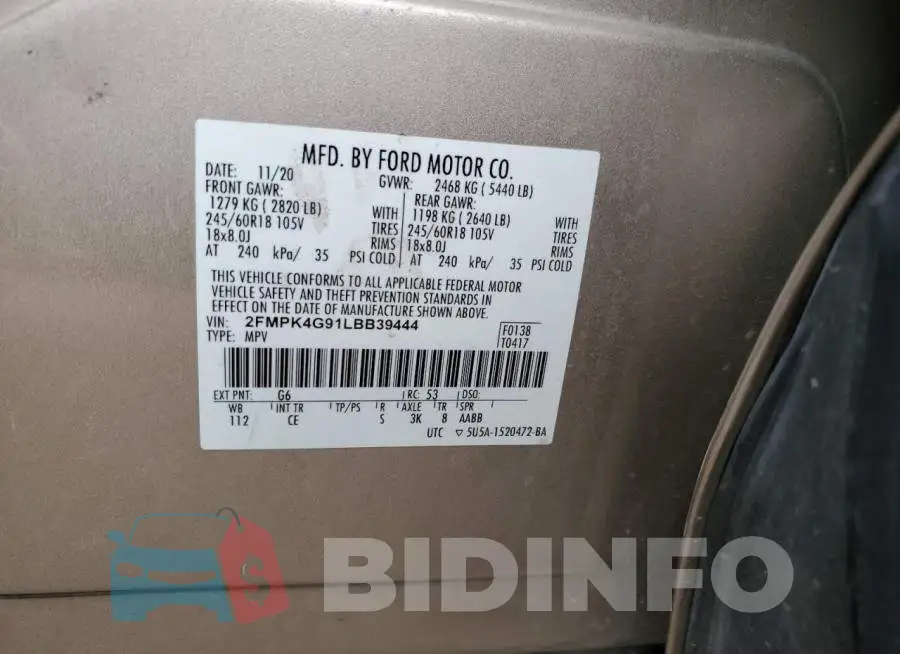 2FMPK4G91LBB39444 Photo# 13
