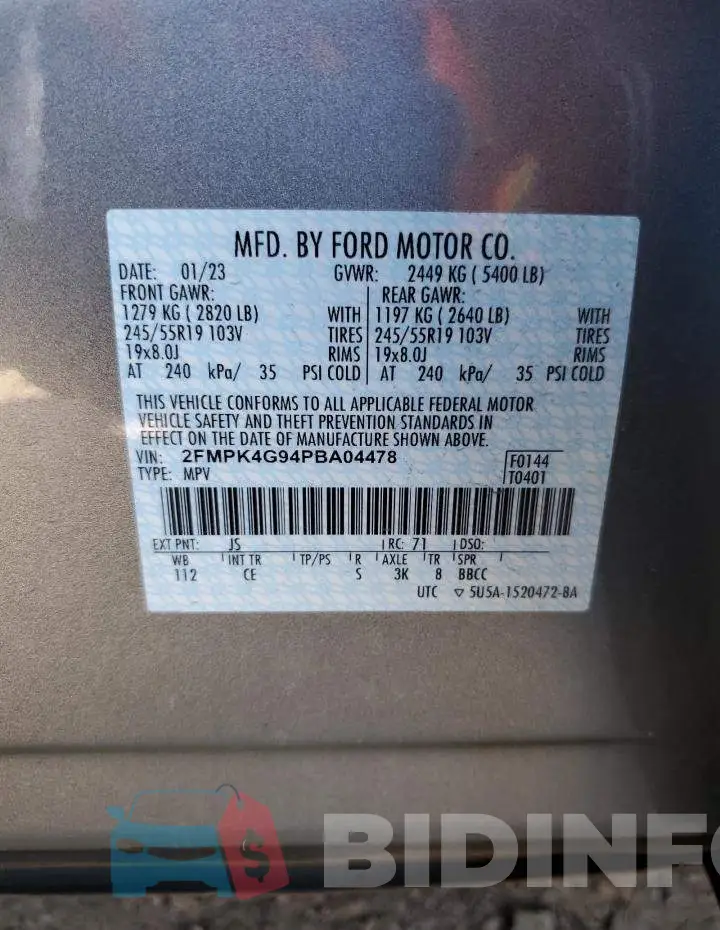 2FMPK4G94PBA04478 Photo# 12