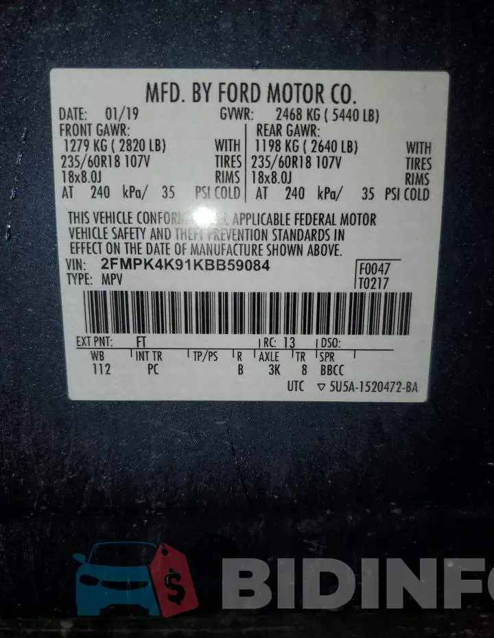 2FMPK4K91KBB59084 Photo# 13