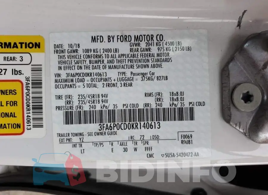 3FA6P0CD0KR140613 Photo# 12