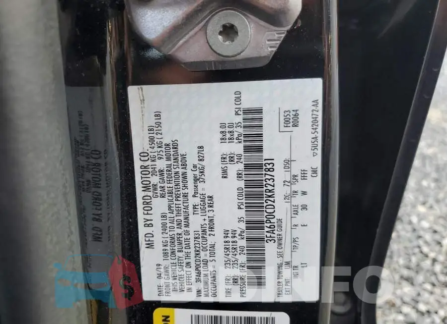 3FA6P0CD2KR237831 Photo# 12
