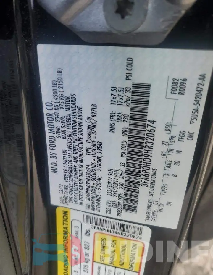 3FA6P0HD9HR320674 Photo# 12