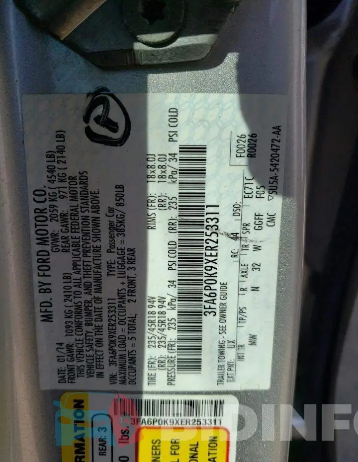 3FA6P0K9XER253311 Photo# 12