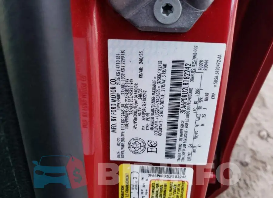 3FA6P0RU2LR182242 Photo# 12