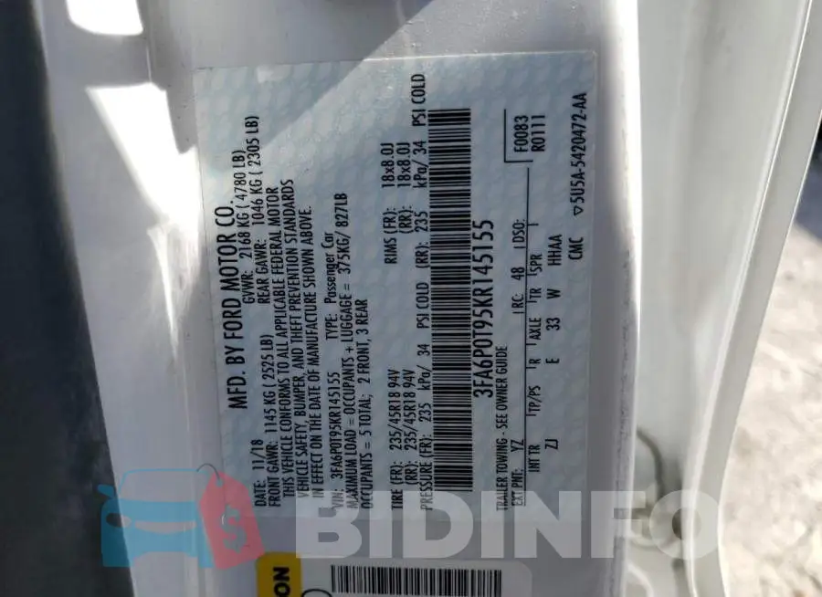 3FA6P0T95KR145155 Photo# 13