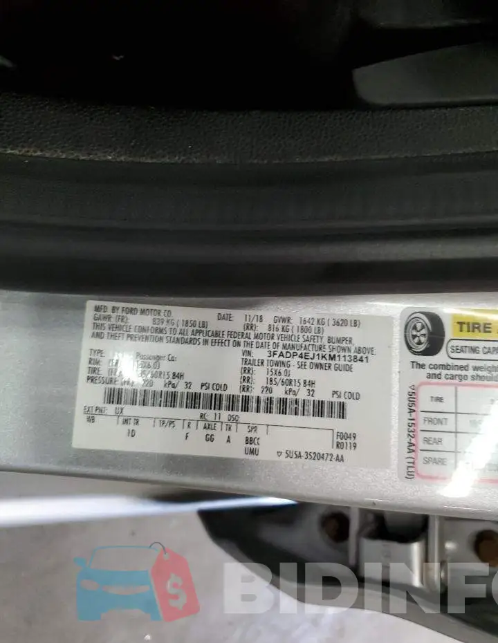3FADP4EJ1KM113841 Photo# 12