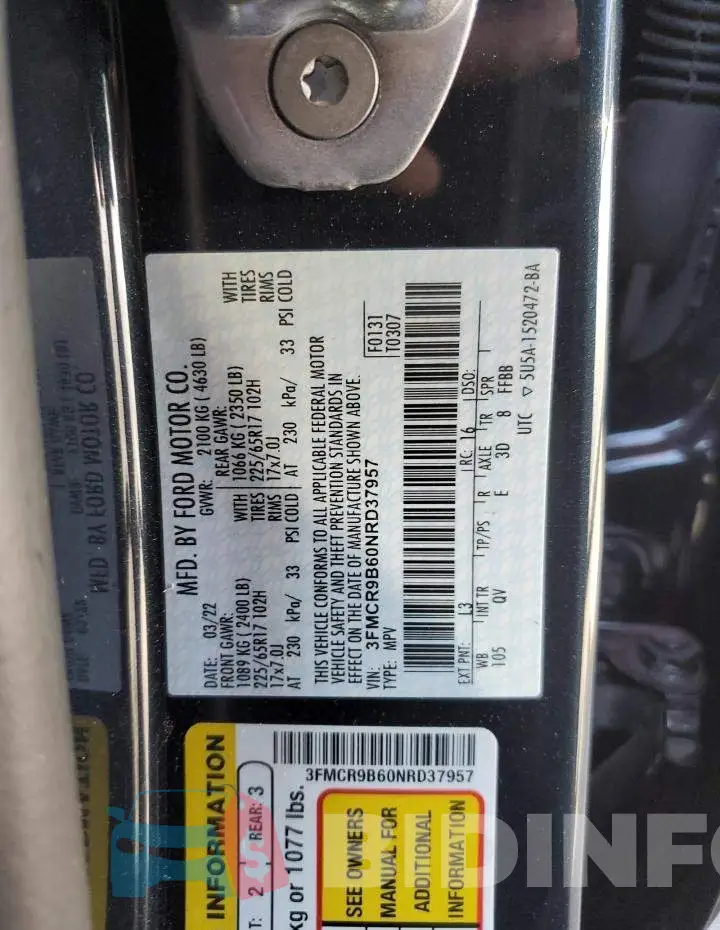 3FMCR9B60NRD37957 Photo# 13