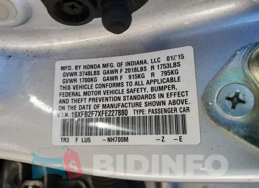 19XFB2F7XFE227880 Photo# 12