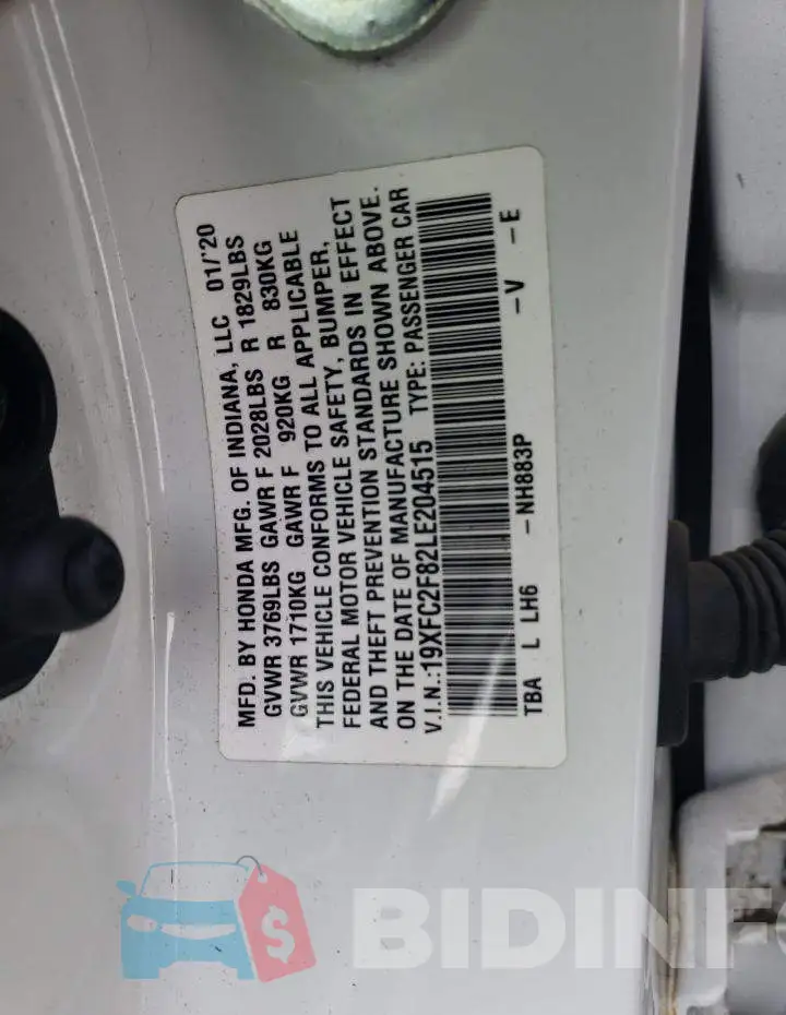 19XFC2F82LE204515 Photo# 12