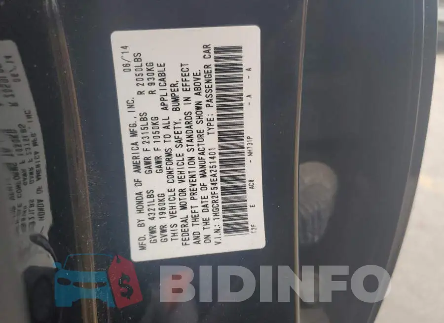 1HGCR2F54EA251401 Photo# 13