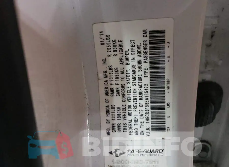 1HGCR2F56EA135472 Photo# 12