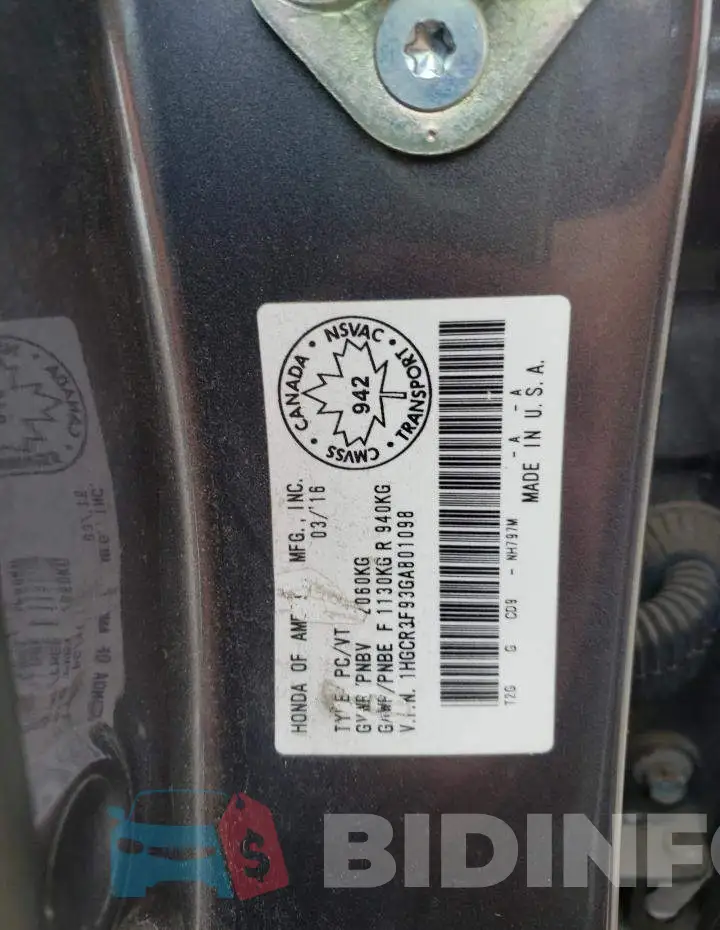 1HGCR3F93GA801098 Photo# 12
