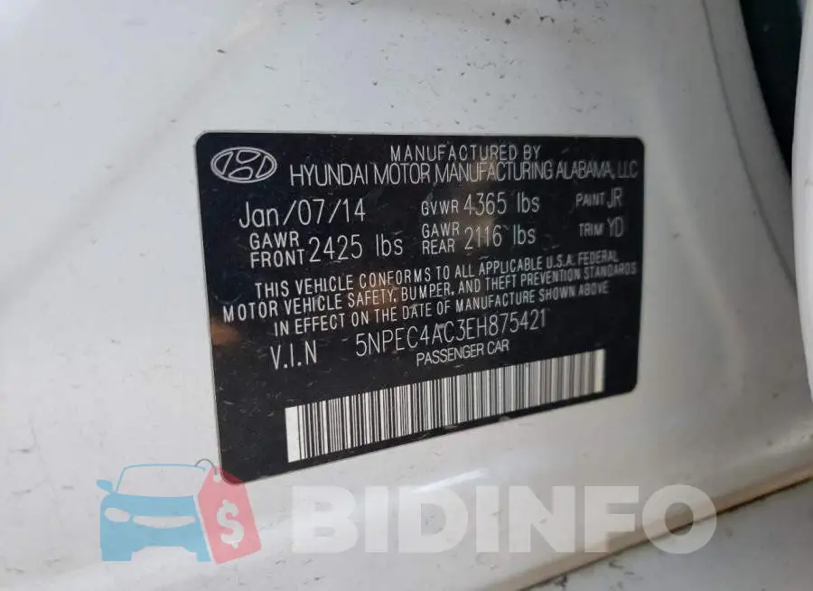 5NPEC4AC3EH875421 Photo# 12