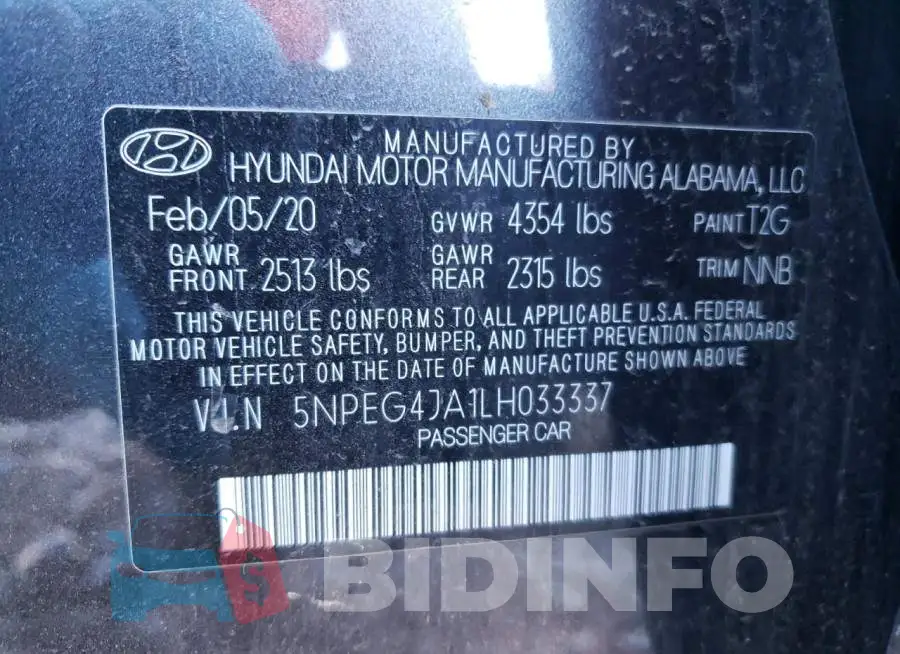 5NPEG4JA1LH033337 Photo# 12