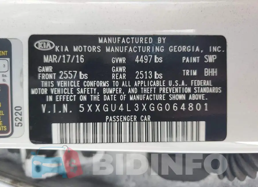 5XXGU4L3XGG064801 Photo# 13