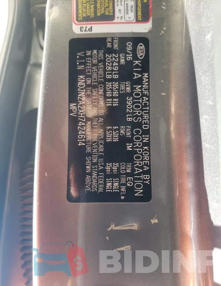 KNDJN2A2XH7424614 Photo# 12