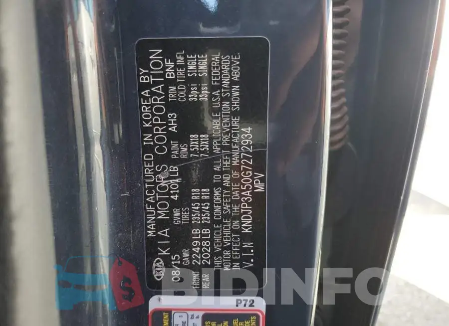 KNDJP3A50G7272934 Photo# 13