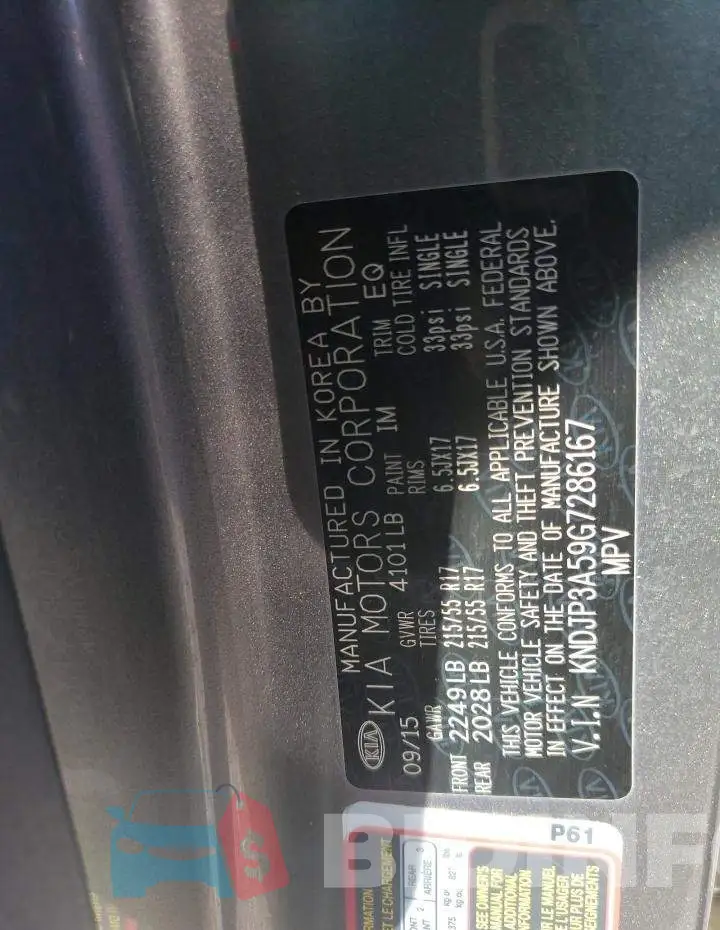 KNDJP3A59G7286167 Photo# 12