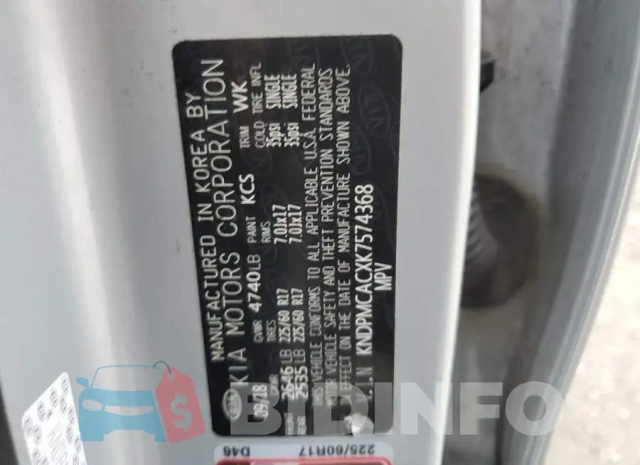 KNDPMCACXK7574368 Photo# 13