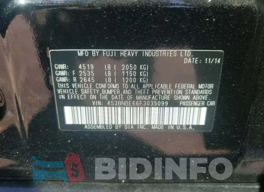 4S3BNBE66F3035099 Photo# 13