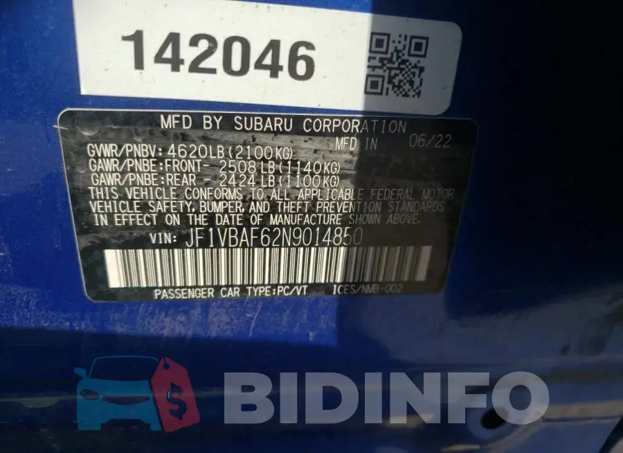 JF1VBAF62N9014850 Photo# 13
