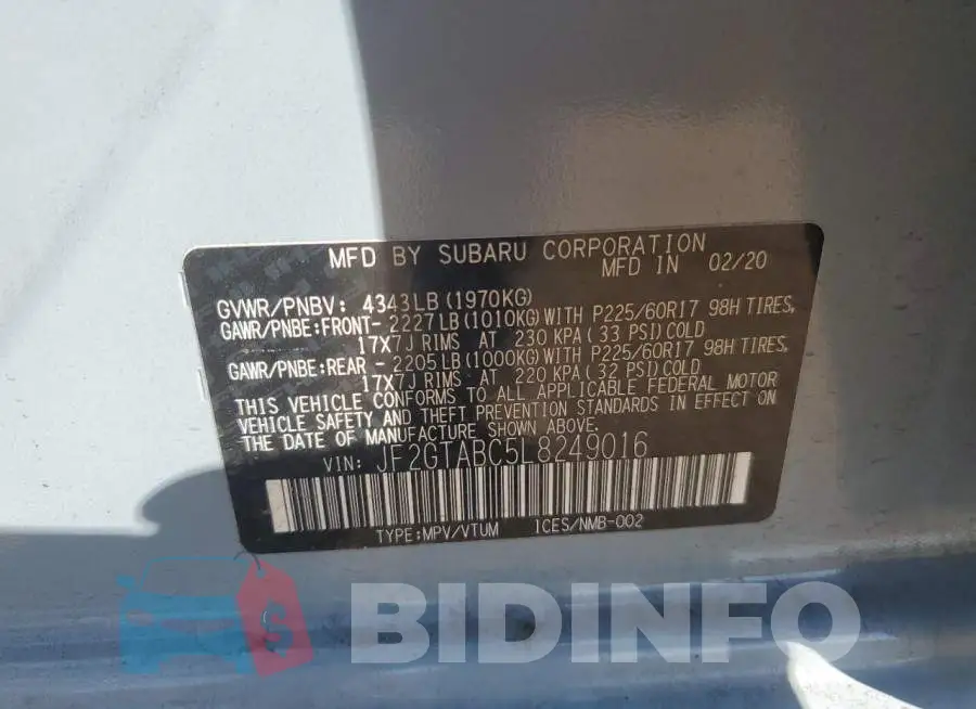 JF2GTABC5L8249016 Photo# 12