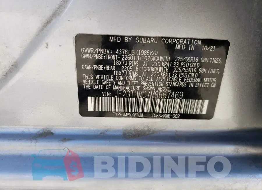 JF2GTHMC7M8667469 Photo# 14