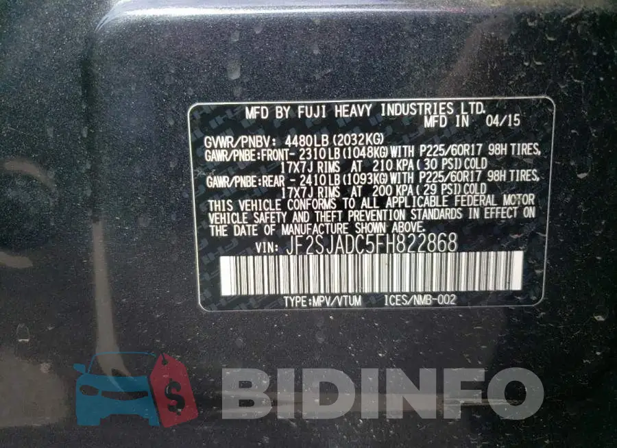 JF2SJADC5FH822868 Photo# 13