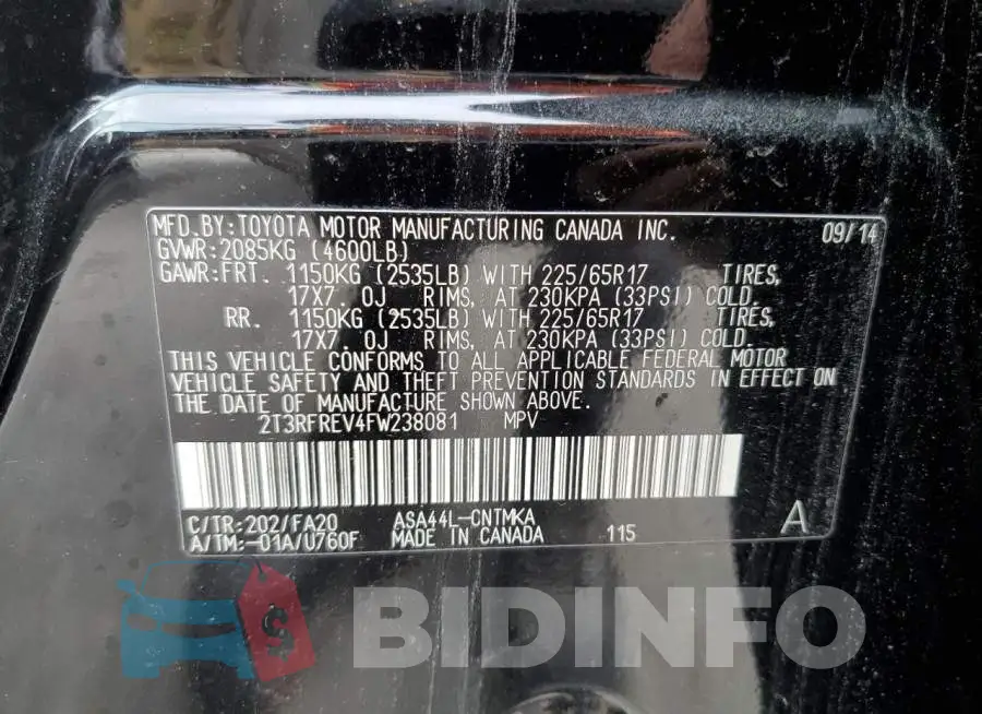 2T3RFREV4FW238081 Photo# 13