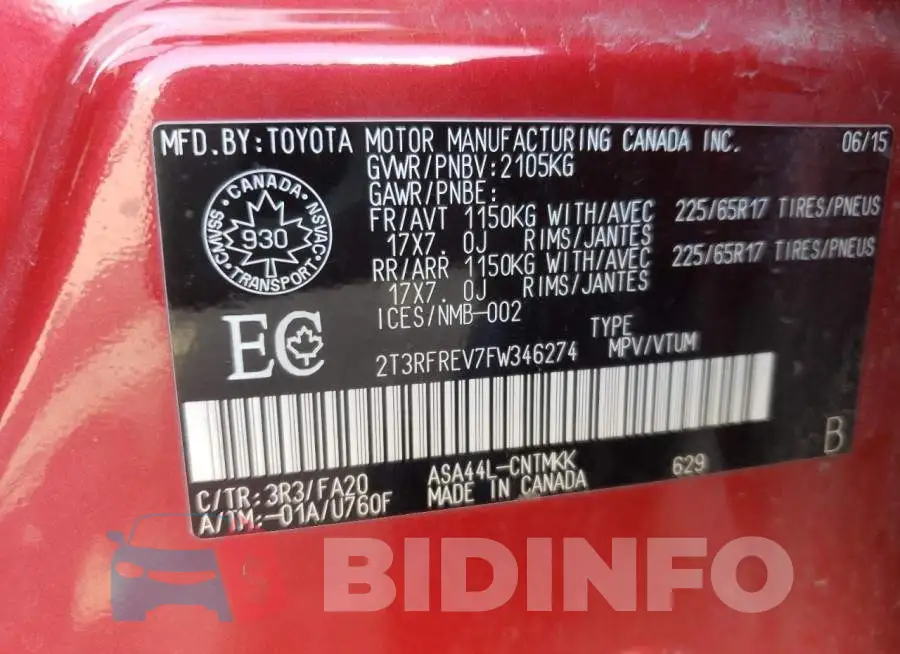 2T3RFREV7FW346274 Photo# 12