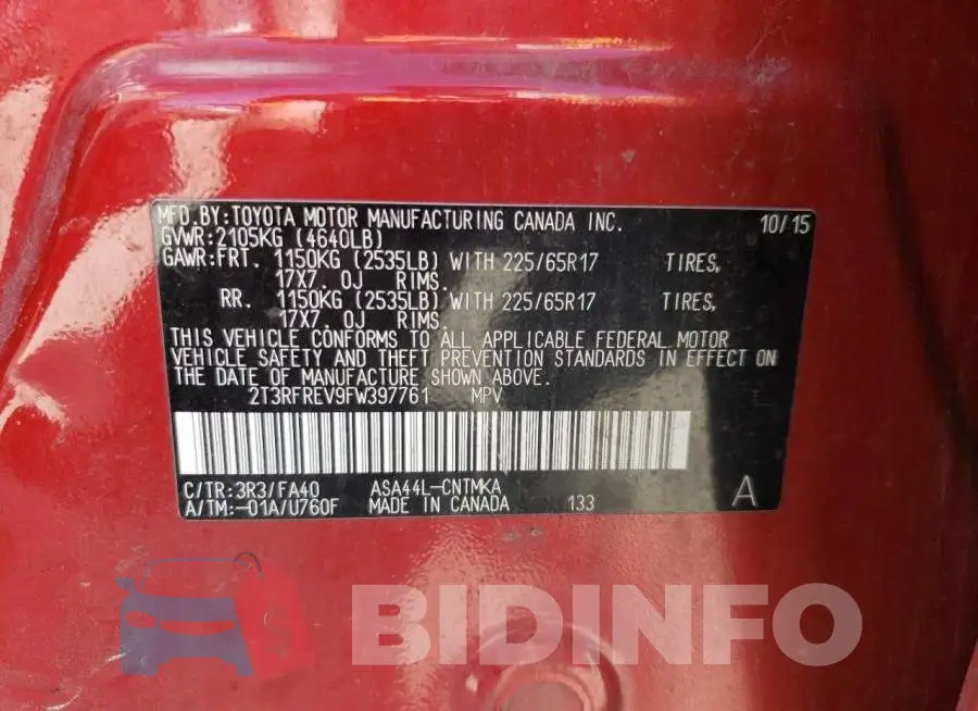 2T3RFREV9FW397761 Photo# 13