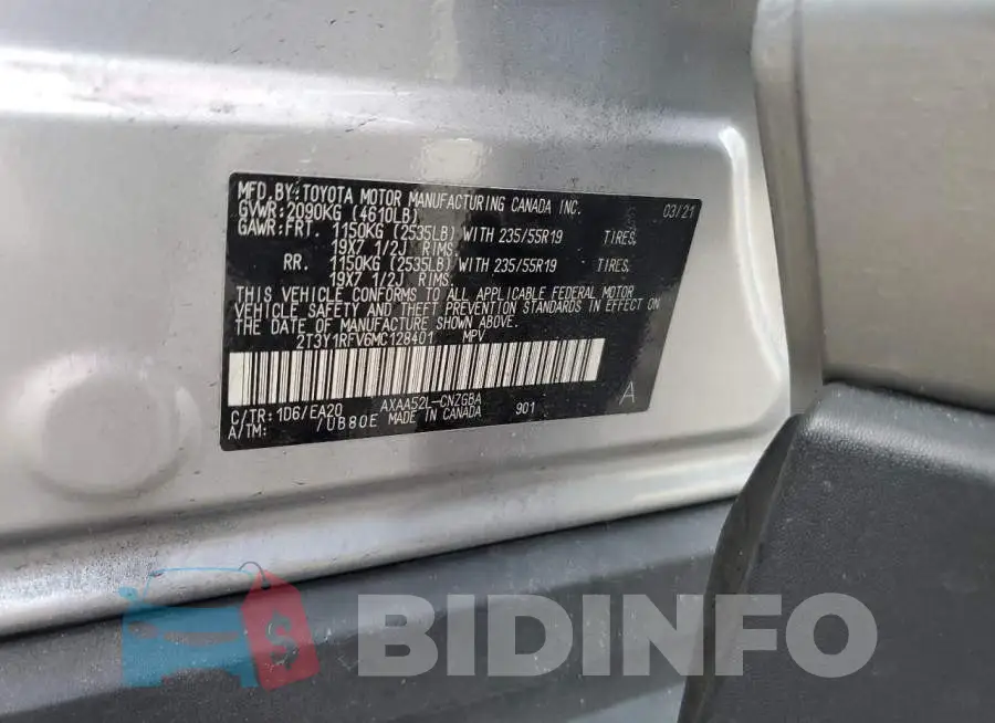 2T3Y1RFV6MC128401 Photo# 12