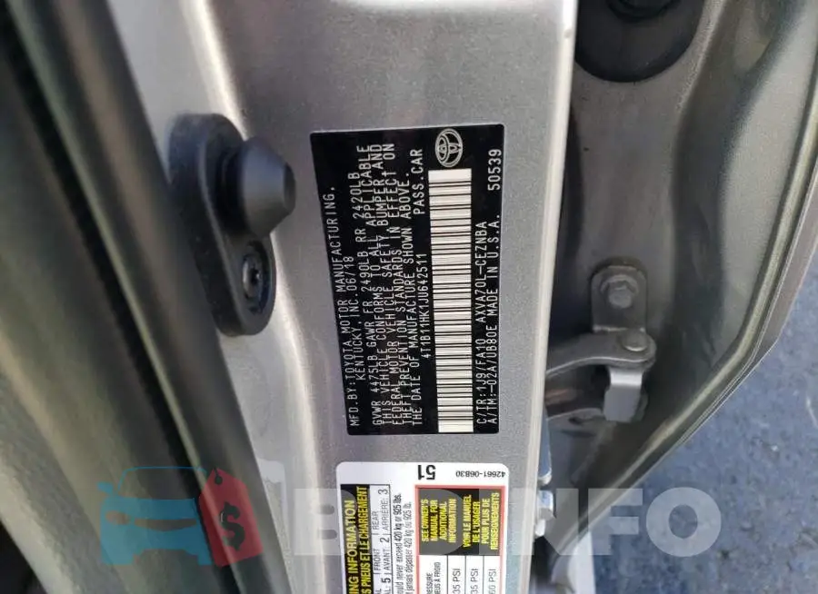 4T1B11HK1JU642511 Photo# 12
