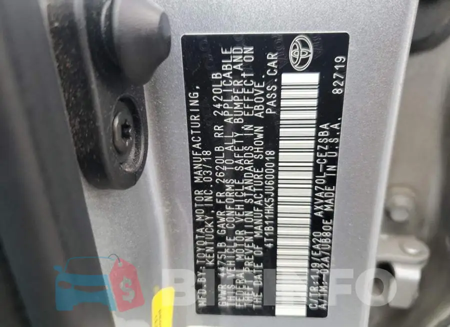 4T1B11HK5JU600018 Photo# 12