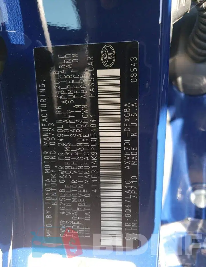 4T1F31AK9PU054841 Photo# 12