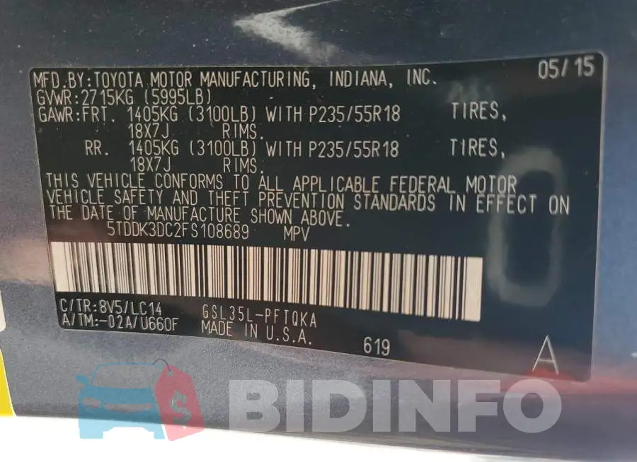 5TDDK3DC2FS108689 Photo# 13