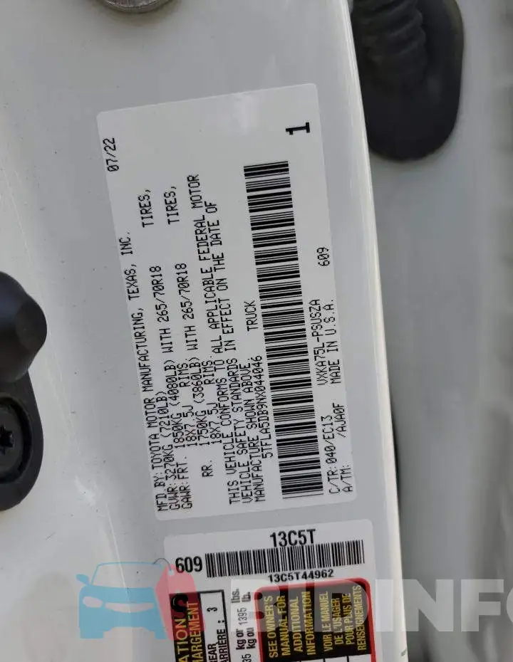 5TFLA5DB9NX044046 Photo# 12