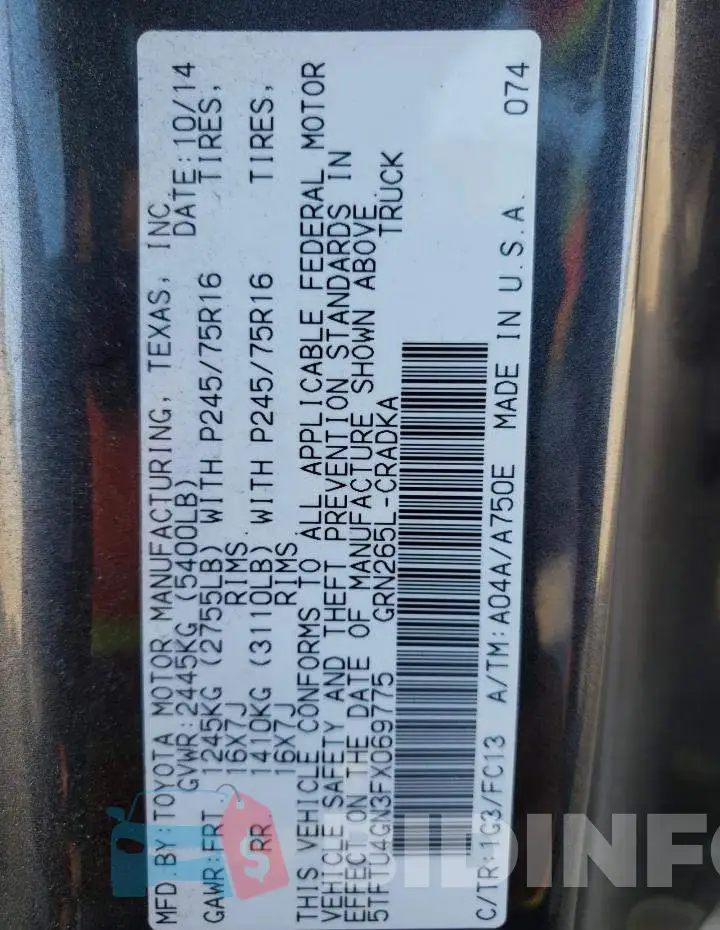 5TFTU4GN3FX069775 Photo# 12