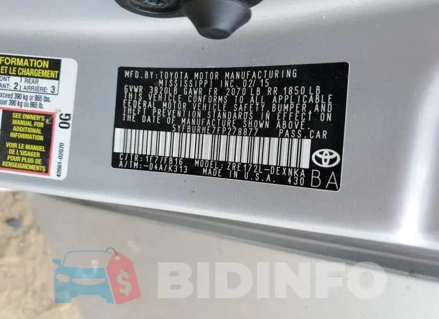 5YFBURHE7FP278877 Photo# 13