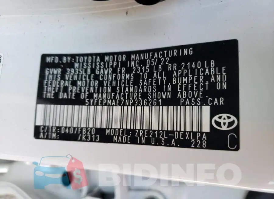 5YFEPMAE7NP336261 Photo# 12