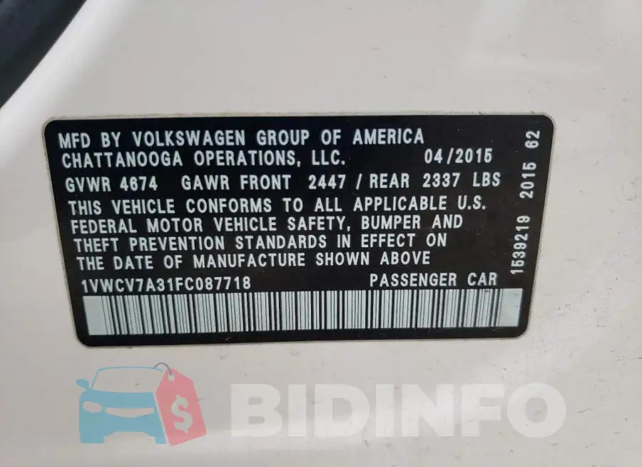 1VWCV7A31FC087718 Photo# 13