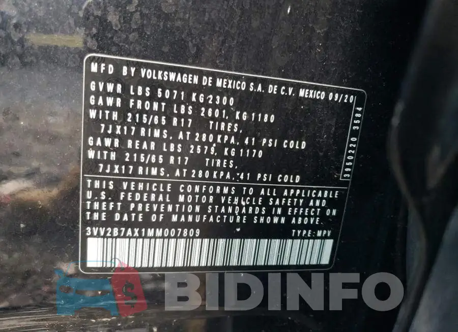 3VV2B7AX1MM007809 Photo# 12