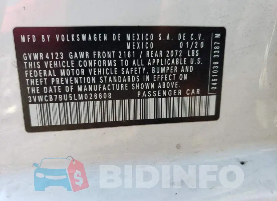 3VWCB7BU5LM026608 Photo# 13