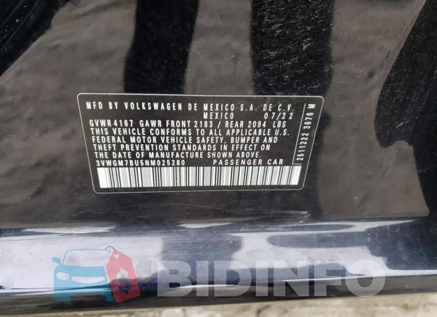 3VWGM7BU5NM025280 Photo# 12
