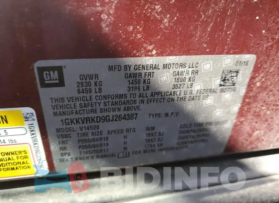 1GKKVRKD9GJ264387 Photo# 12